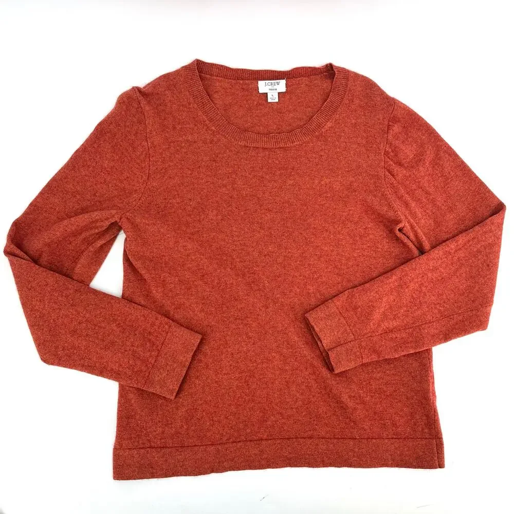 J. Crew Orange Wool/cotton‎ blend long sleeve crew neck sweater (M)